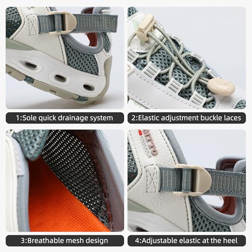 Image of HUMTTO Women's Amphibious Water Shoes - Closed Toe Hiking Sandals Summer Outdoor Water Sandal Non-Slip River Shoes Quick Drying Aqua Shoe