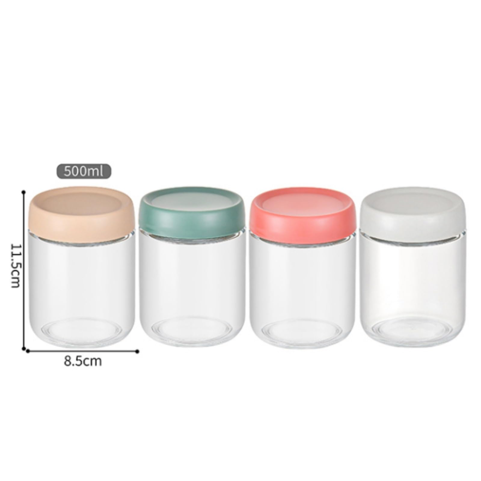 Vorratsgläser mit Deckel Set Mit 4 Vorratsgläsern Aus Glas Deckel for Behälter Zur Essenszubereitung Aufbewahrungsgläser Küche(500ml)