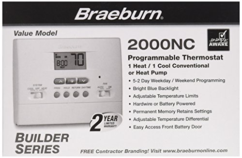 Braeburn 2000Nc Thermostat, Value 5-2 Day Programmable, 1H/1C #TOP1