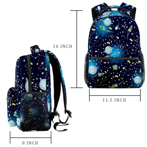 Sac à dos d'école fusées spatiales multicolore en toile robuste