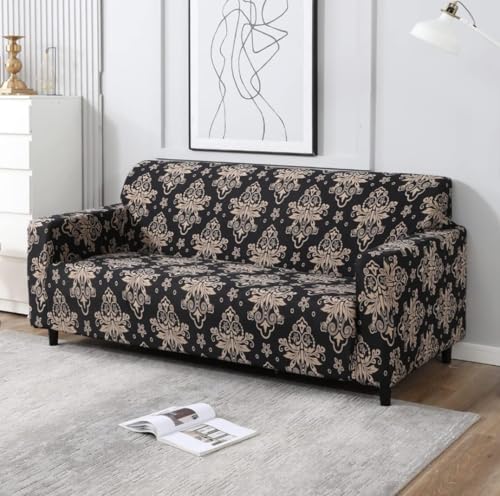 Image of HK 3 Seater Universal Elastic Sofa Cover | 360 Fully Covered Anti-Slip Washable Couch Cover Protector | 140 GSM Stretch Fit Polyester + Spandex Slipcover (180-230cm /SC-013-03)