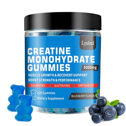 Creatine Monohydrate Gummies, Blueberry Flavor Creatine Gummies, 5g of Creatine Monohydrate per Serving, Increase Strength and Build Muscle, for Men & Women (1)