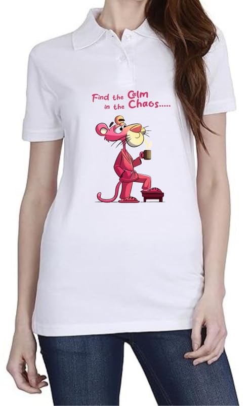 Calm Chaos White Women Polo T-Shirt-image-18