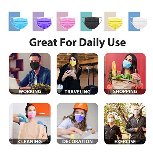 Assacalynn Disposable Face Masks Yellow 50Pcs Pfe≥95% Wider Knitted Earhooks 3 Layer Yellow Masks, Breathable Masks For Men Women Adult #TOP4