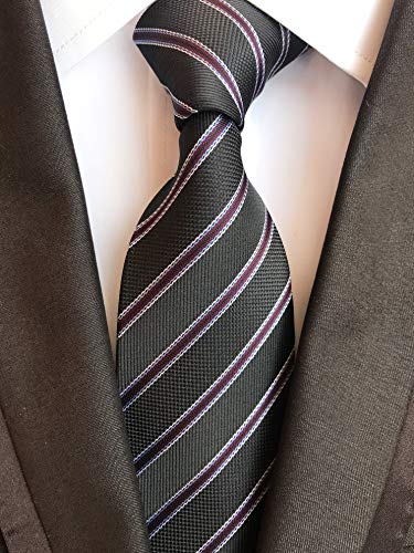 Image of Elfeves Men's Modern Striped Patterned Formal Ties College Daily Woven Neckties