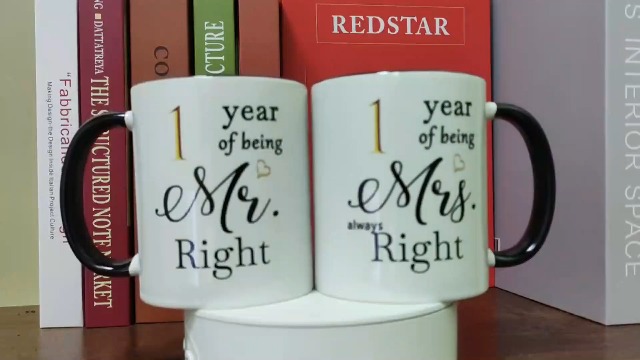 Set de 2 mugs de aniversario de 1 año 11oz miniatura 7