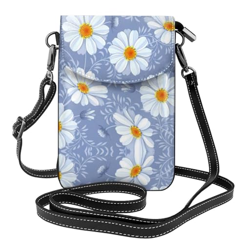 Sac à rabat bleu pâquerette anti-encombrement pour téléphone et grand portefeuille
