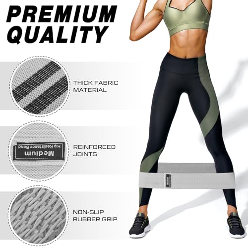 Image of 12 Pcs Fabric Resistance Bands for Working Out Non-Slip Booty Exercise Loop Bands for Women Men Glutes Hip Thigh Butt Yoga Pilates Fitness Gym, Light Medium Heavy