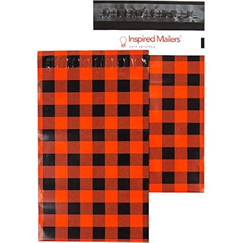 Inspired Mailers - Poly Mailers 6x9-100 Pack - Red Buffalo Plaid - Small Shipping Bags - 6x9 Polymailers - 6x9 Poly Mailer Bags - Holiday Shipping Mailers 6x9 Cover