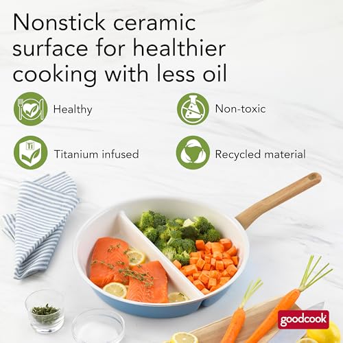 GoodCook Healthy Ceramic Divided Skillet Blue thumbnail 3