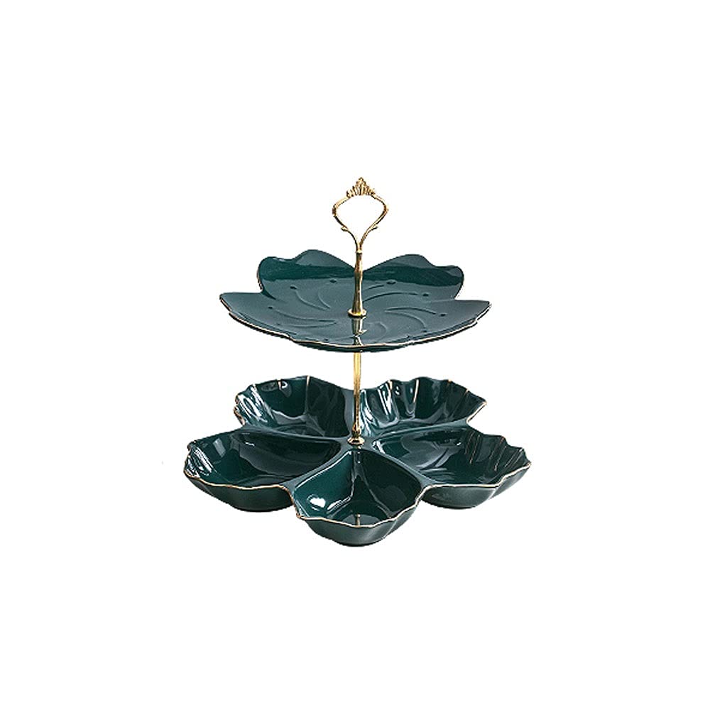 Stojak na ciasto modny ceramiczny talerz deserowy podwójny talerz deserowy stół na ciasto wielowarstwowy salon cukierki taca na owoce stojak na ślub urodziny przyjęcie uchwyt na ciasto (rozmiar: A)