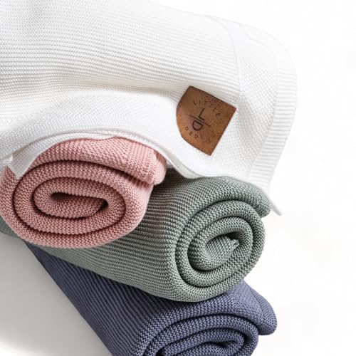 Image of Hypoallergenic Silky Baby Blanket - 30x40 Inches Grey Blue, Oeko-TEX Certified, Thermal-Regulating, Soft Knit Neutral for Girls & Boys - Swaddle or Toddler Blanket, Dua