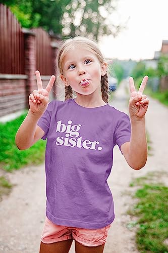 Image of Bold Big Sister Colorful Sibling Reveal Announcement T-Shirt for Baby and Toddler Girls Sibling Outfits