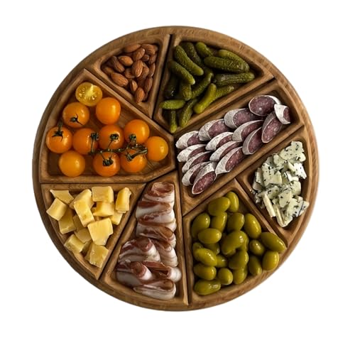 Bandeja De Servir Alimentos - Fuente con Compartimentos Extraíbles,Bandeja De Madera Decoración Hogar para Vegetales Postres Frutas Desayuno Cena Barbacoa - Sala Despensa