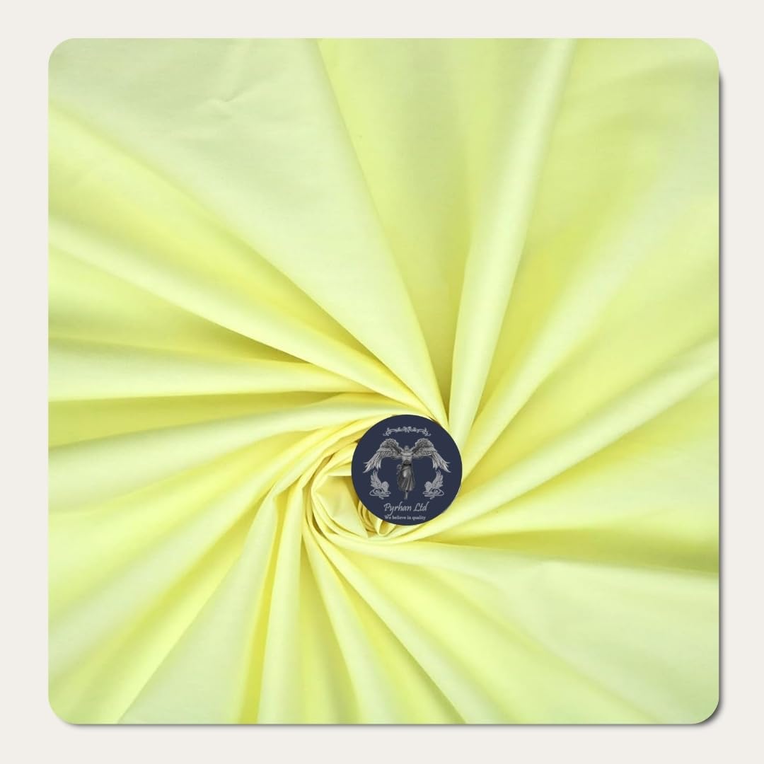 Poplin Polycotton Fabric by The Metre UK, 45 inch Wide Lemon Cotton Polyester Fabric Material, Sewing Material, Lining Fabric, Dressmaking Fabric, Quilting Lining Cloth, By Pyrhan, (Lemon)