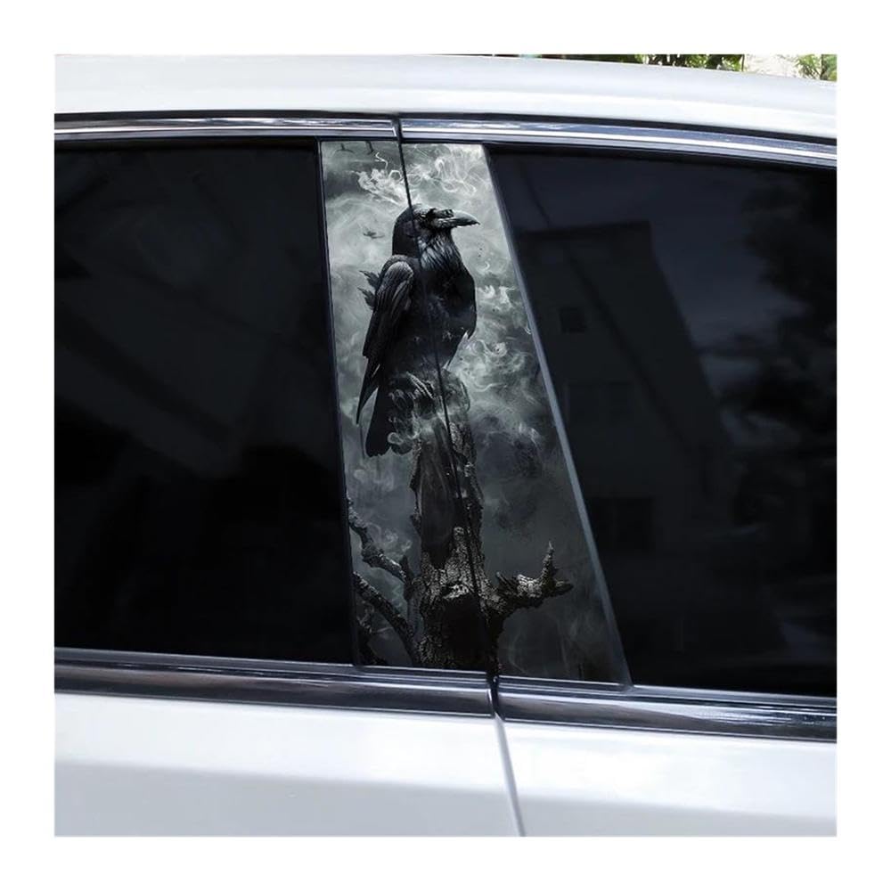 Decorative Items 2pcs Car Window Pillar Decal Crow Death Sticker DIY Car Pillar Decal Sticker(Type A)