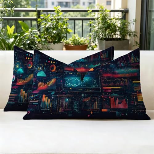Housse de coussin extérieur imperméable 50x70 bleu canapé salon de jardin lin 2x