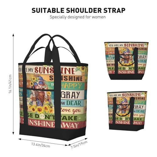 Hippie Sunflower You Are My Sunshine Premium Insulated Tote Bag – Heavy-Duty Handles, Perfect For Supermarket Trips, Picnics & Daily Commute3