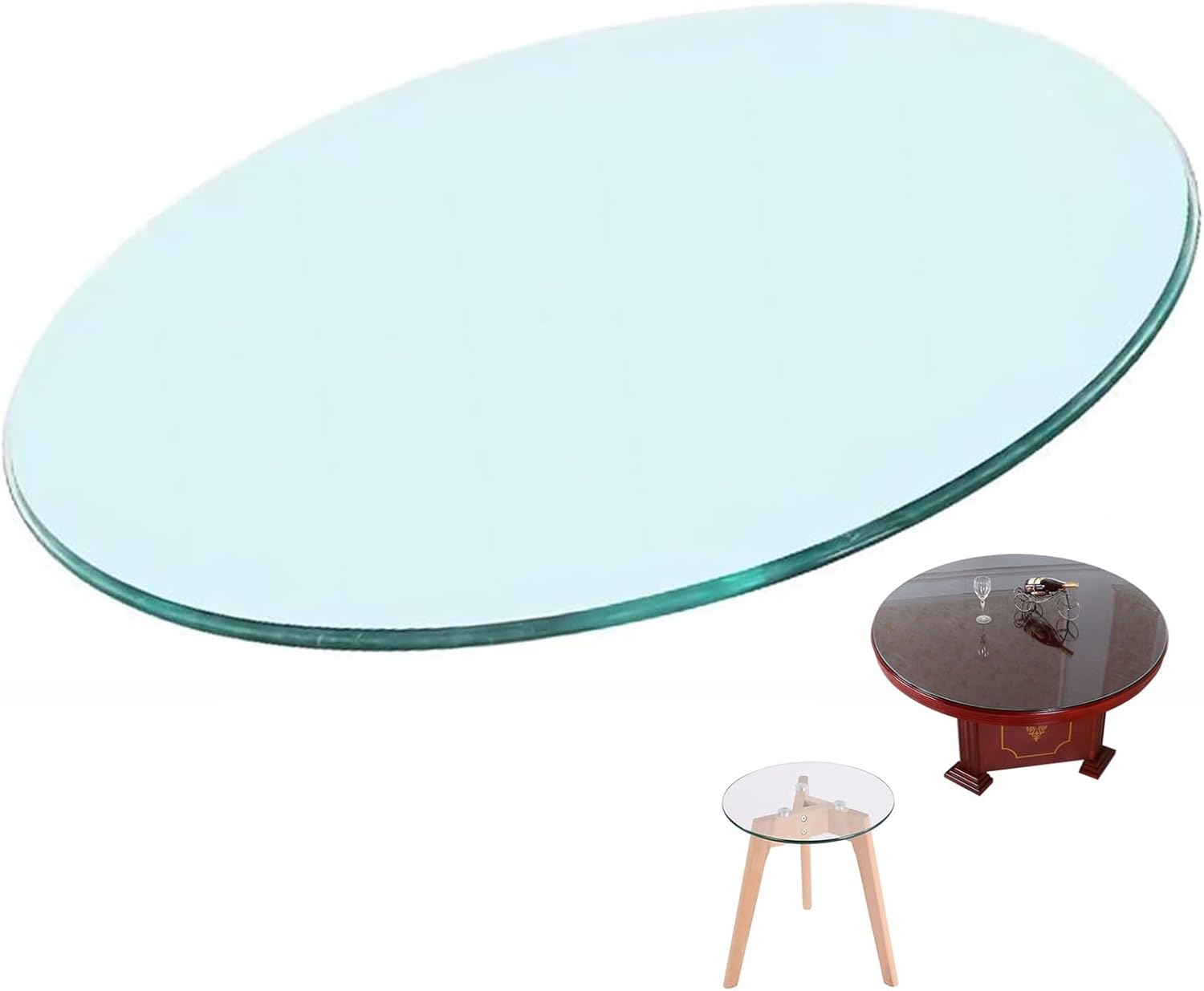 V3VOGUE Glass Round Table Top for Dining Table, Robust Tempered Glass Table Top, Ø40cm 90cm 8mm Thick Heavy Duty Transparent Tempered Glass, Flat Polished Edge, Outdoor Patio Table Top(90cm)