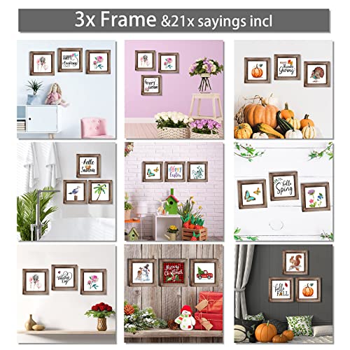 Ypy Summer Spring Wall Art, Spring Interchangeable Seasonal Canvas Picture, Decorative Watercolor Painting With 3 Solid Wood Frames Home Decor 6" X 6" X 3 #TOP2