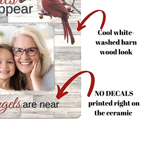 When Cardinals Appear Angels Are Near - Memorial Picture Frame White Barn Wood Background & Red Cardinals In Berry Branches - Loving Memory Condolence Sympathy Frames #TOP2