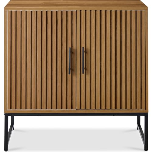 Image of Best Choice Products Slatted Sideboard Buffet Cabinet, Entryway Table, Accent Storage Cabinet, Console Table for Hallway, Living Room, Dining Room – Brown