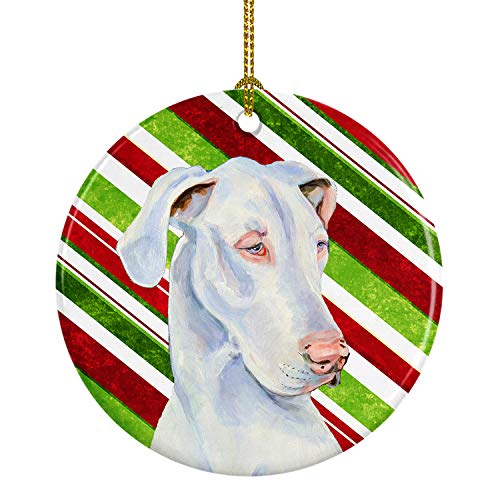Caroline's Treasures Great Dane Candy Cane Holiday Christmas Ceramic Ornament Christmas Tree Hanging Decorations for Home Christmas Holiday, Party, Gift, 3 in, Multicolor
