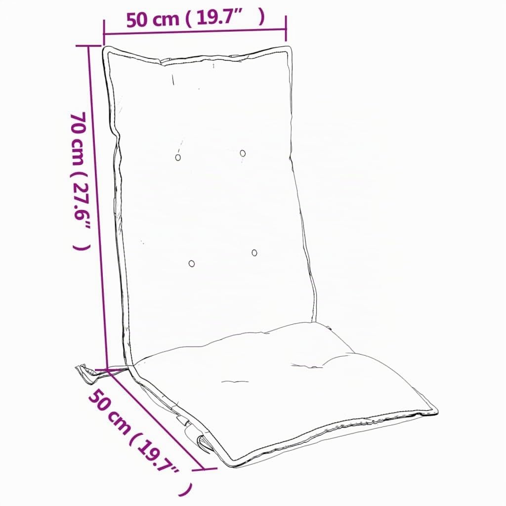 vidaXL Lot de 4 Coussins de Chaise à Dossier Haut, Galette de Siège Imperméable, Coussin d'Extérieur Anti-Glissement Jardin Terrasse, Modèle de Feuille