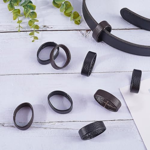 GORGECRAFT 12Pcs Cowhide Leather Loop Belt Keeper Black Brown Genuine Leather Replacement Belt Ring End Strap Organizer Fixing Holder Buckle Stays Retainer Band for Belt Hold Extra Length Men Women3