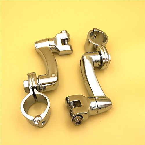 SMT-Chrome 360 Degree Adjustable Highway Peg Mounting Kit Compatible With any Bike Equipped with 1-1/4 inch Front Engine Guard Frame Tube Honda GoldWing VTX1300 Shadow Valkyrie Triumph [B01AVH3MTM] - Thumbnail 6
