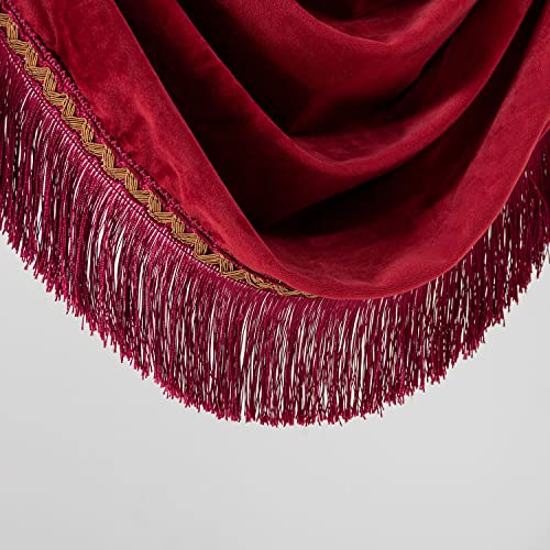 Napearl Premium Velvet Valance Curtains For Living Room, Super Soft Waterfall Valance With Tassels For Windows, Burgundy Red Swag Valance For Bedroom, 61-Inch Wide #TOP3