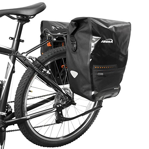 Ibera Panniers Bike Bags 30L (Pair) - Waterproof & with Quick Release/Clip-On System - Bike Saddle Bags For Rear Rack with Rain Cover & 19.8 lbs Capacity - Saddle Bag Bicycle Fits Most Racks (Black) - Thumbnail 2