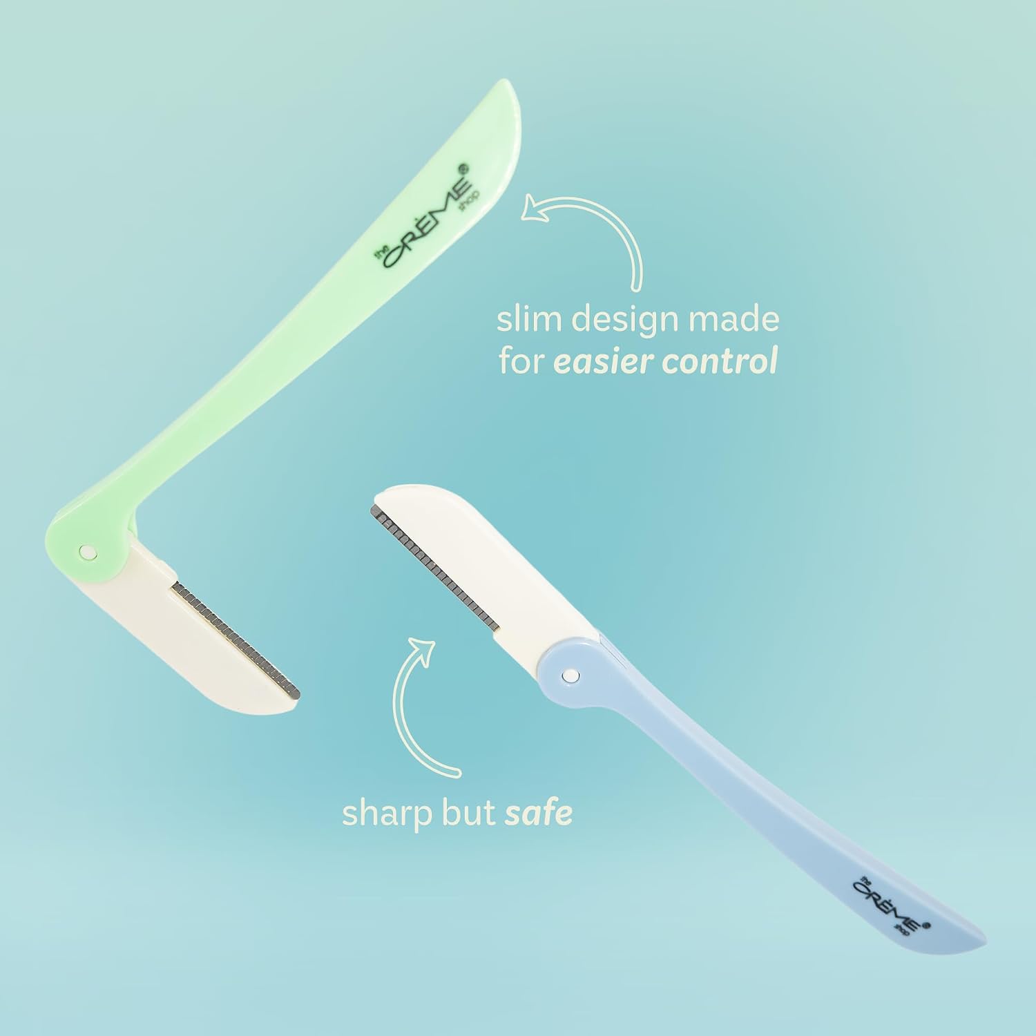 The Crème Shop Retractable Multi-Purpose Razors for Women – 4pc Face & Brow Razors, Dermaplaning Tool | Travel Size Toiletries Essential (Pastel)