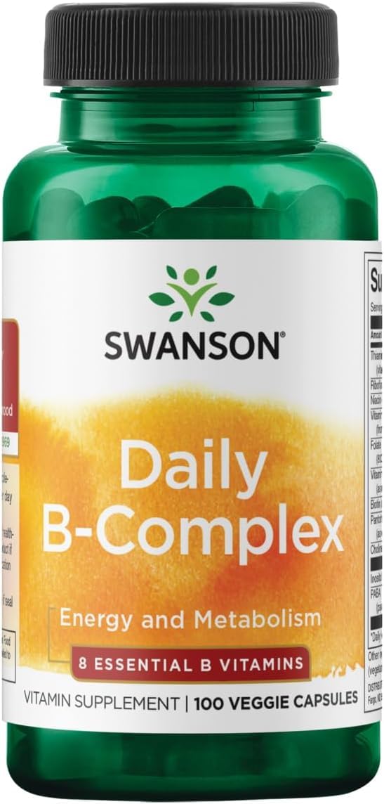 Swanson Daily B-Complex, 8 Essential B Vitamins, 100 Veg Capsules