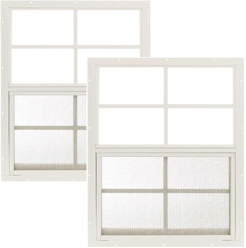 Miniatura 11 de Ventanas de cobertizo de 18 x 23 pulgadas (paquete de 1) Ventanas corredizas con vidrio templado y pantallas Montaje empotrado, marcos de Marrón