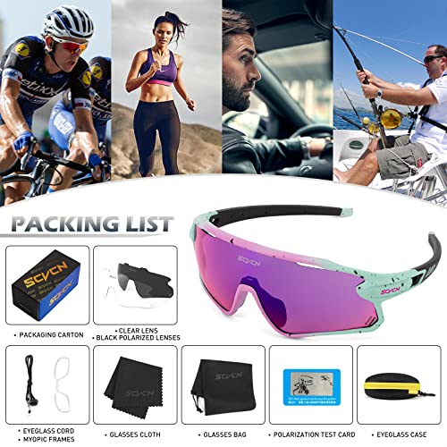 Scvcn Polarized Sports Sunglasses Cycling Glasses With 3 Interchangeable Lenses For Men Women Mtb Bmx Bicycle Riding Running Uv 400 #TOP5