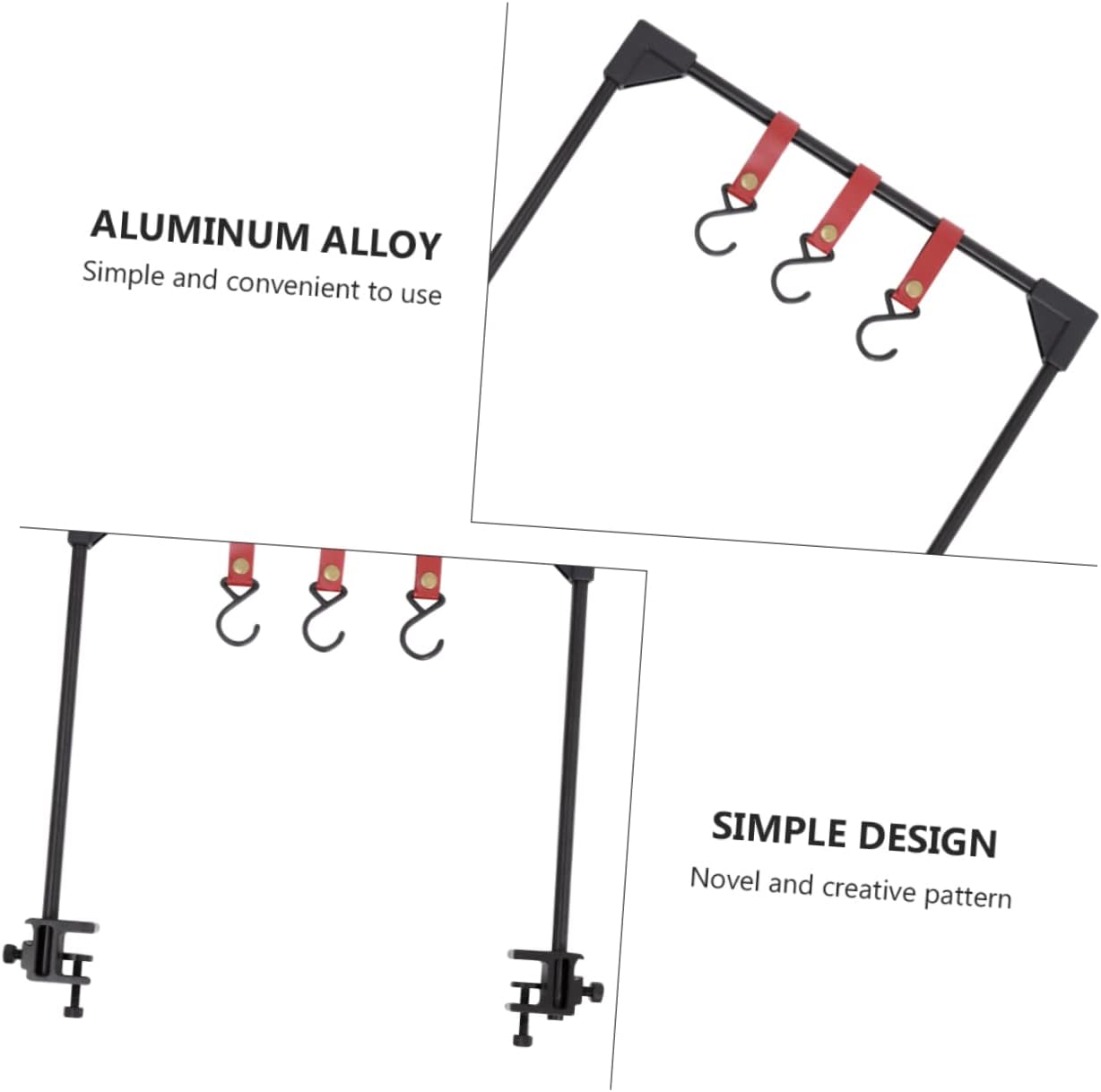 1set Aluminum Alloy Camping Rack Lightweight Portable Hanging Storage Hanger for Outdoor Activities Travel Hiking Fishing and Gatherings Black Detachable Design
