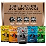 Hunters Beef Snack 20 Pack Variety Beef Biltong, 560g Mixed Flavours - Biltong Bites - Grass Fed Meat Strips - High Protein Snacks - Carnivore Low Calorie Meat Snacks