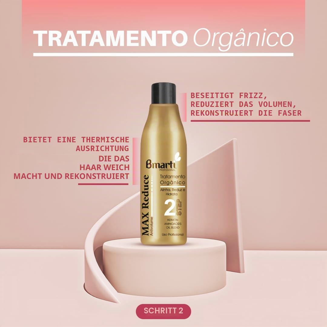 Max Reduce Kit brasilianisches Keratin – Glättungsmittel gegen Kräuseln – Verringerung des Haarvolumens – weiches Haar