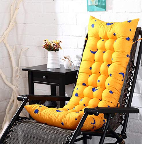 Marbeine Matelas Coussins pour Chaise Longue, Coussin de Chaise Coussin Mat pour Chaise Fauteuil de Relax Transat de Jardin Terrasse 48 * 125 * 8cm (Jaune Dessin)