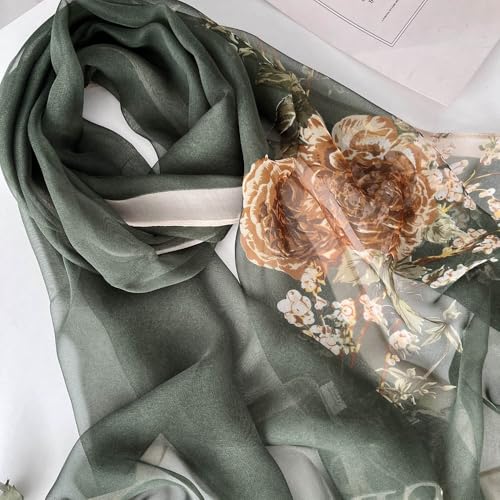Scarfs for Women Lightweight Fashion Scarves Elegant Floral Pattern Sheer Scarfs Sunscreen Shawls Wraps2