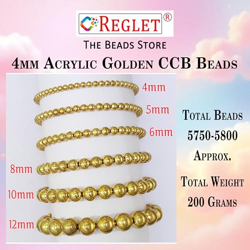 Image of 5800 Pcs Golden Pearl Beads for Jewellery Making Kit | Bead Bracelet Making for Women Girls Kids | Crystal Beads for Craft | Pearls for Craft | 4mm | 200g
