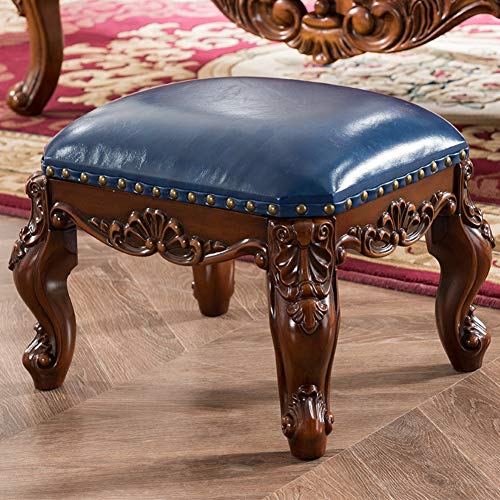 RICHLN Polsterhocker Fußhocker,amerikanischen Geschnitzt Pu Leder...