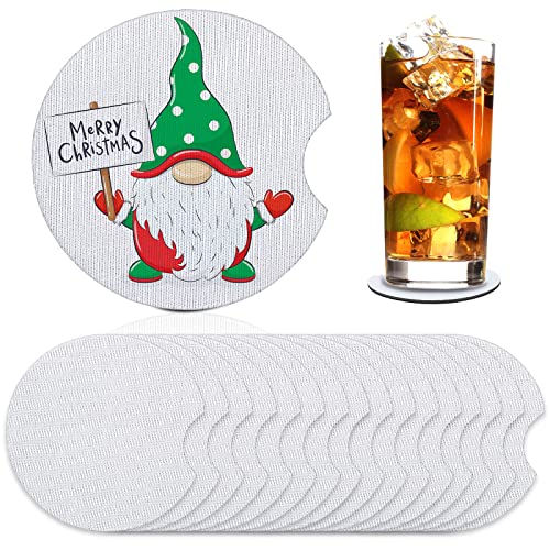 32 Pieces Sublimation Blank Car Cup Coaster DIY Christmas Cup Holder with Finger Notch Neoprene Coaster Blank Heat Press Cup Holder Pad for DIY Xmas Coaster Car Interior Accessories