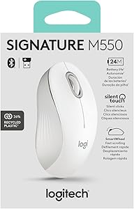 Logitech Signature M550 Wireless Mouse - for Small to Medium Sized Hands, 2-Year Battery, Silent Clicks, Bluetooth, Multi-Device Compatibility - Off White