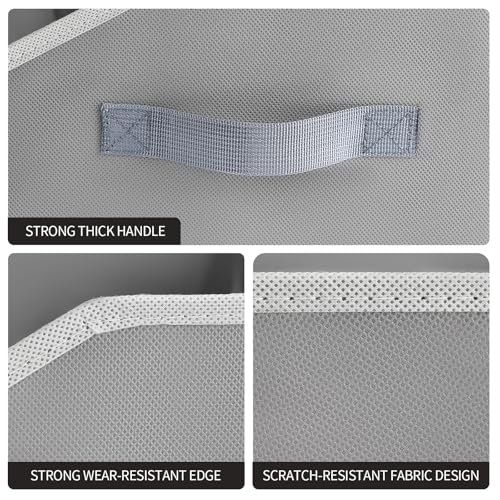 Image of Homsorout Trapezoid Closet Shelf Organizer - Large Baskets for Organizing, Fabric Storage Cubes for Shelves, Storag Organizers Bins for Clothes, Blankets, 3 Pack, Grey