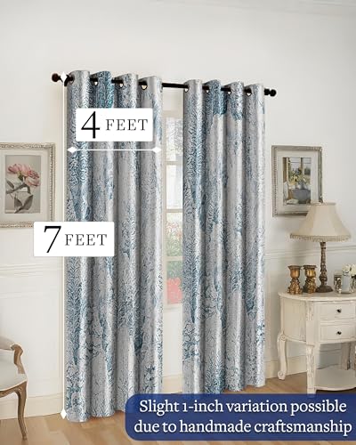Image of Cloth Fusion Printed 100% Blackout Door Curtains 7 Feet Long Set of 2
