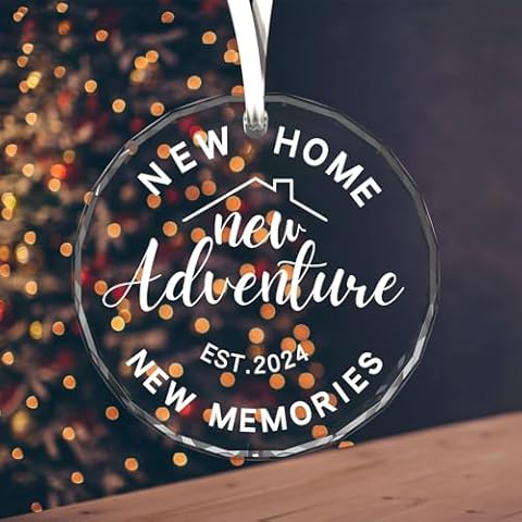 House Warming Gifts New Home - Housewarming Gifts for New House, First Home Presents for Women, Couple - New Home Owners Gift Ideas - Glass New Home Ornament 2024 (New Home 2024-2) Cover