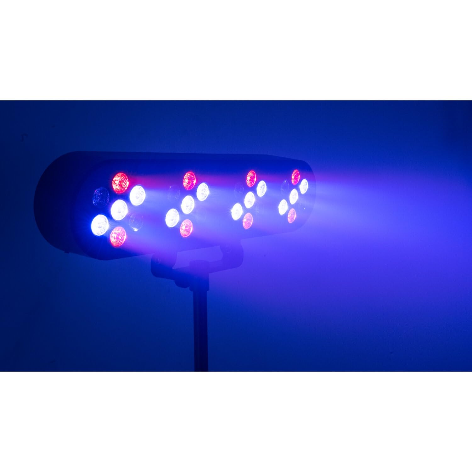 Party Light & Sound - FUNLED - Spettacolo di luci con 4 effetti su stativo telescopico - 4 PAR di 7 LED da 1 W ciascuno - Telecomando - Effetto strobo - Stativo incluso con altezza regolabile