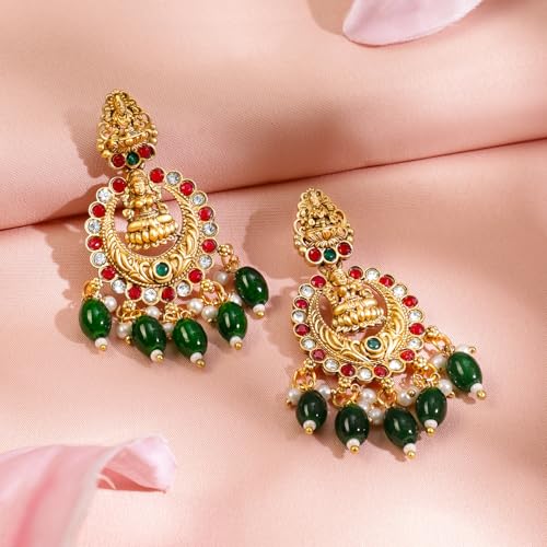 Image of Rubans Gold Plated Temple Necklace Set Traditional Statement Jewellery Gift for Women & Girls